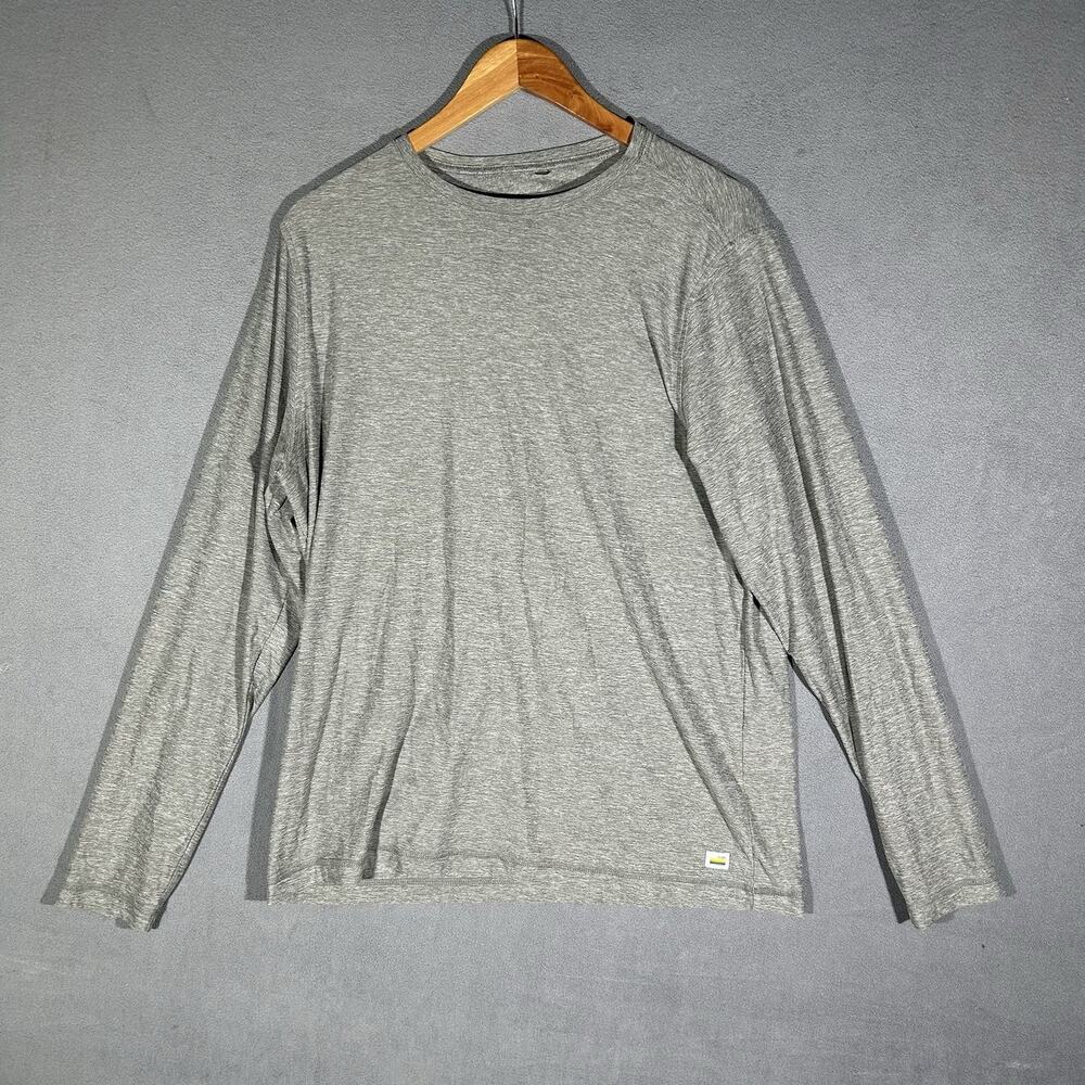 Vuori Strato Tech Tee Shirt Long Sleeve Performance Stretch Large Mens Grey